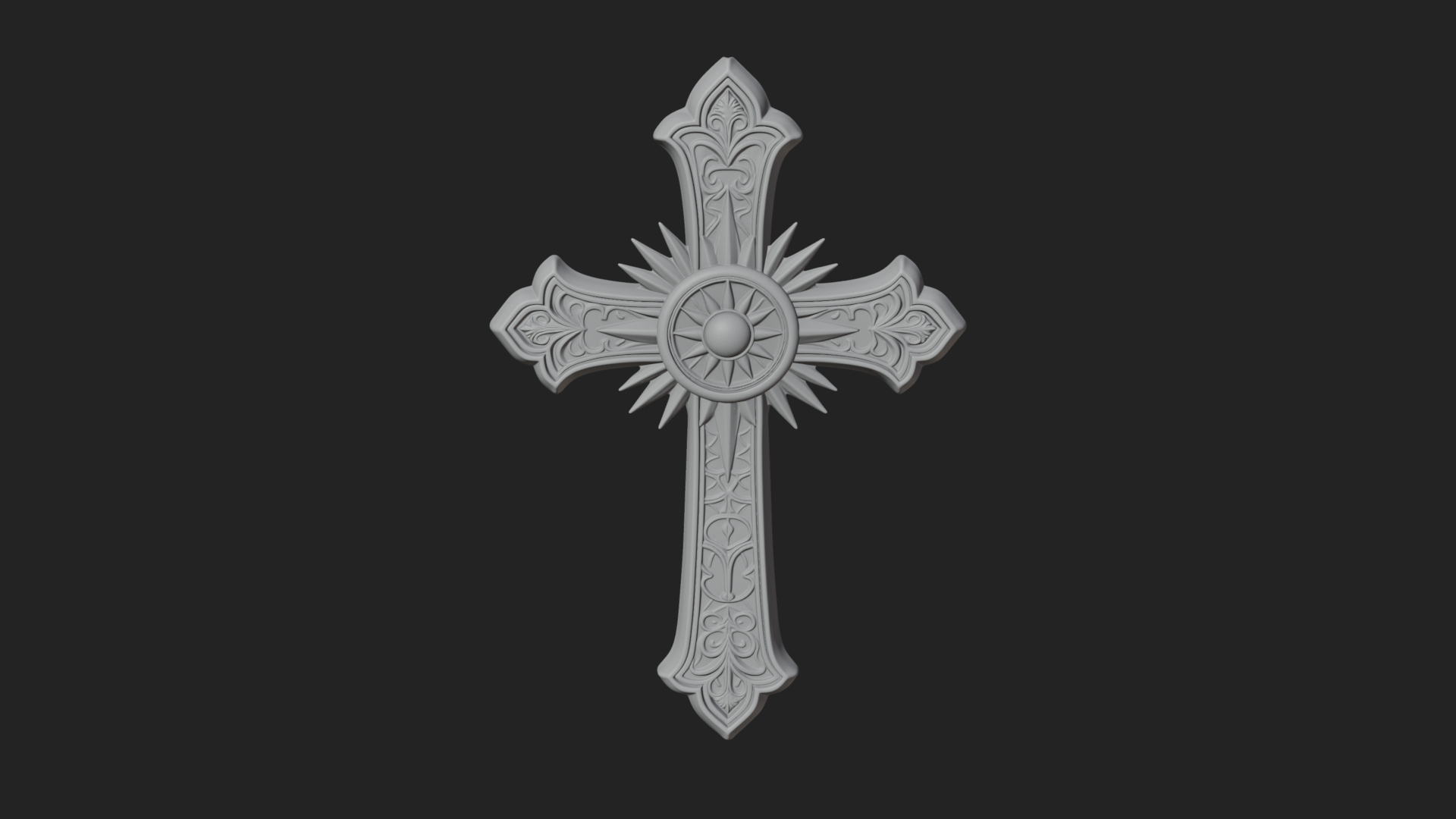 Carved Relief Wall Cross Design 198 3D Print Model 3D Model