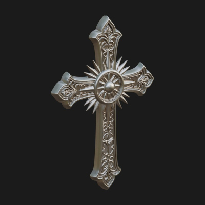 Carved Relief Wall Cross Design 198 3D Print Model