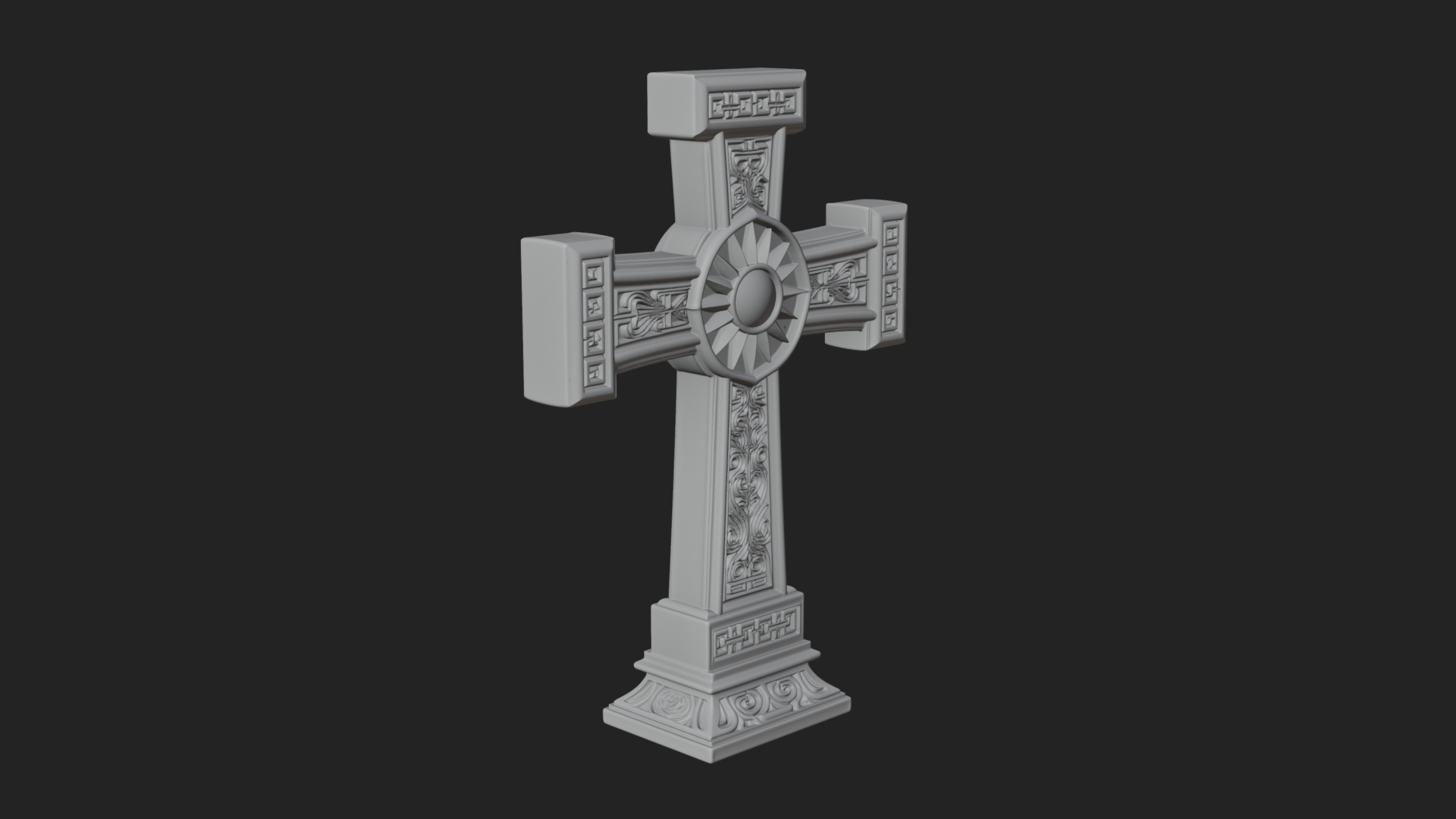 Carved Relief Wall Cross Design 199 3D Print Model 3D Model