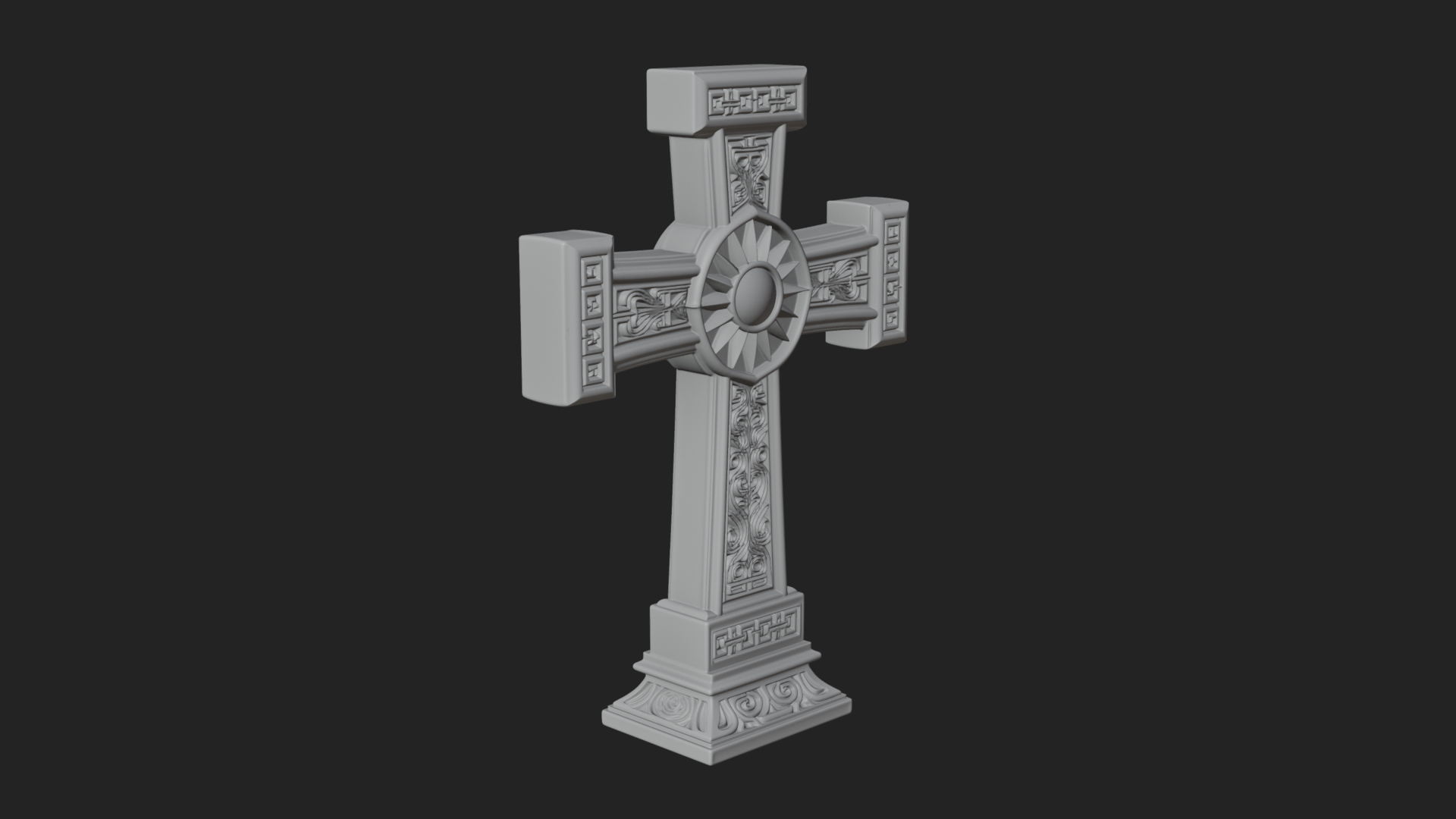 Carved Relief Wall Cross Design 199 3D Print Model 3D Model