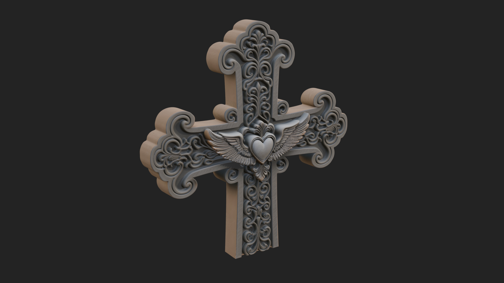 Carved Relief Wall Cross Design 2 3D Print Model 3D Model