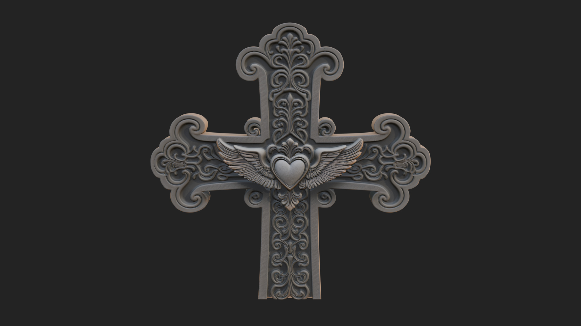 Carved Relief Wall Cross Design 2 3D Print Model 3D Model
