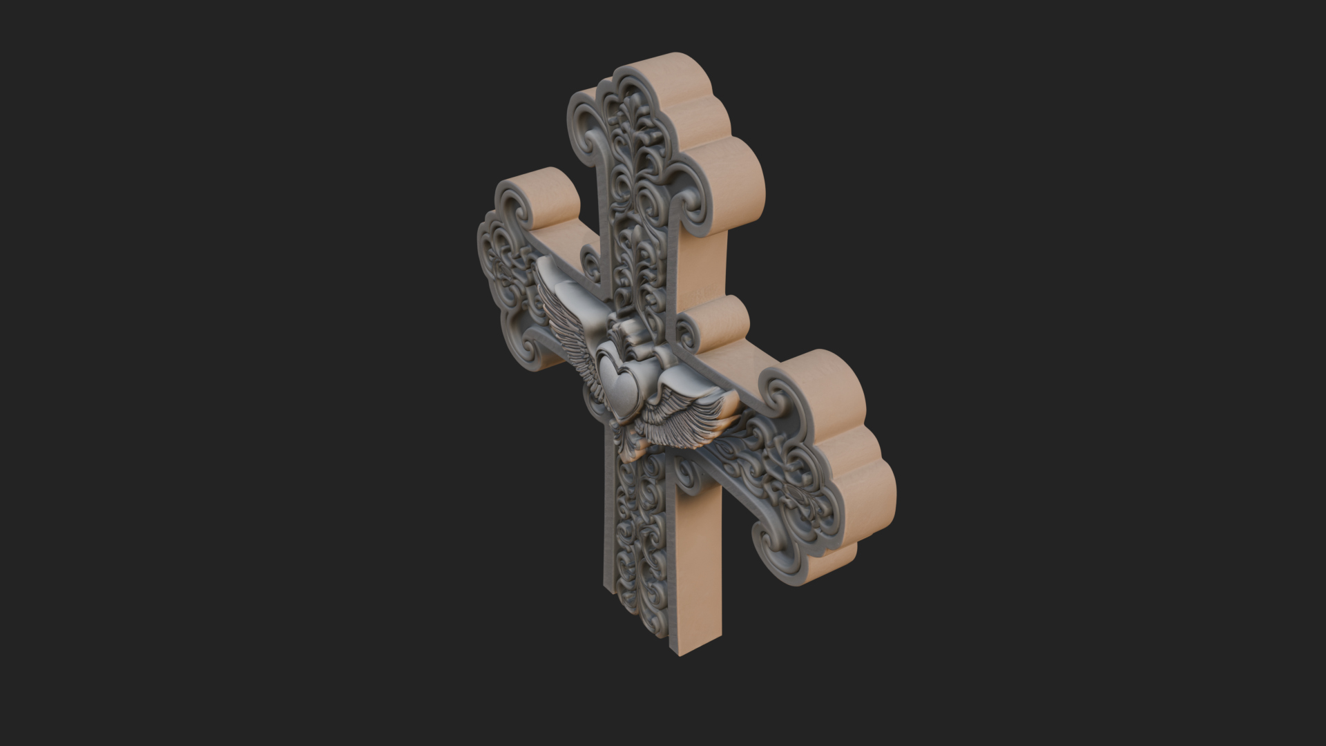 Carved Relief Wall Cross Design 2 3D Print Model 3D Model