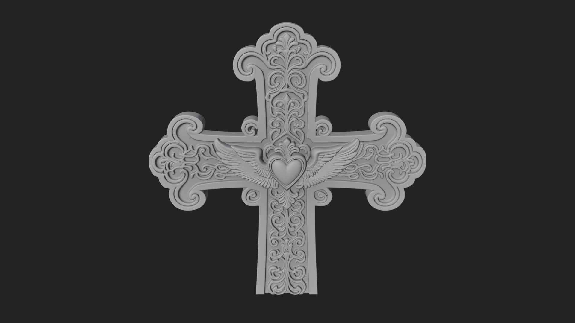 Carved Relief Wall Cross Design 2 3D Print Model 3D Model