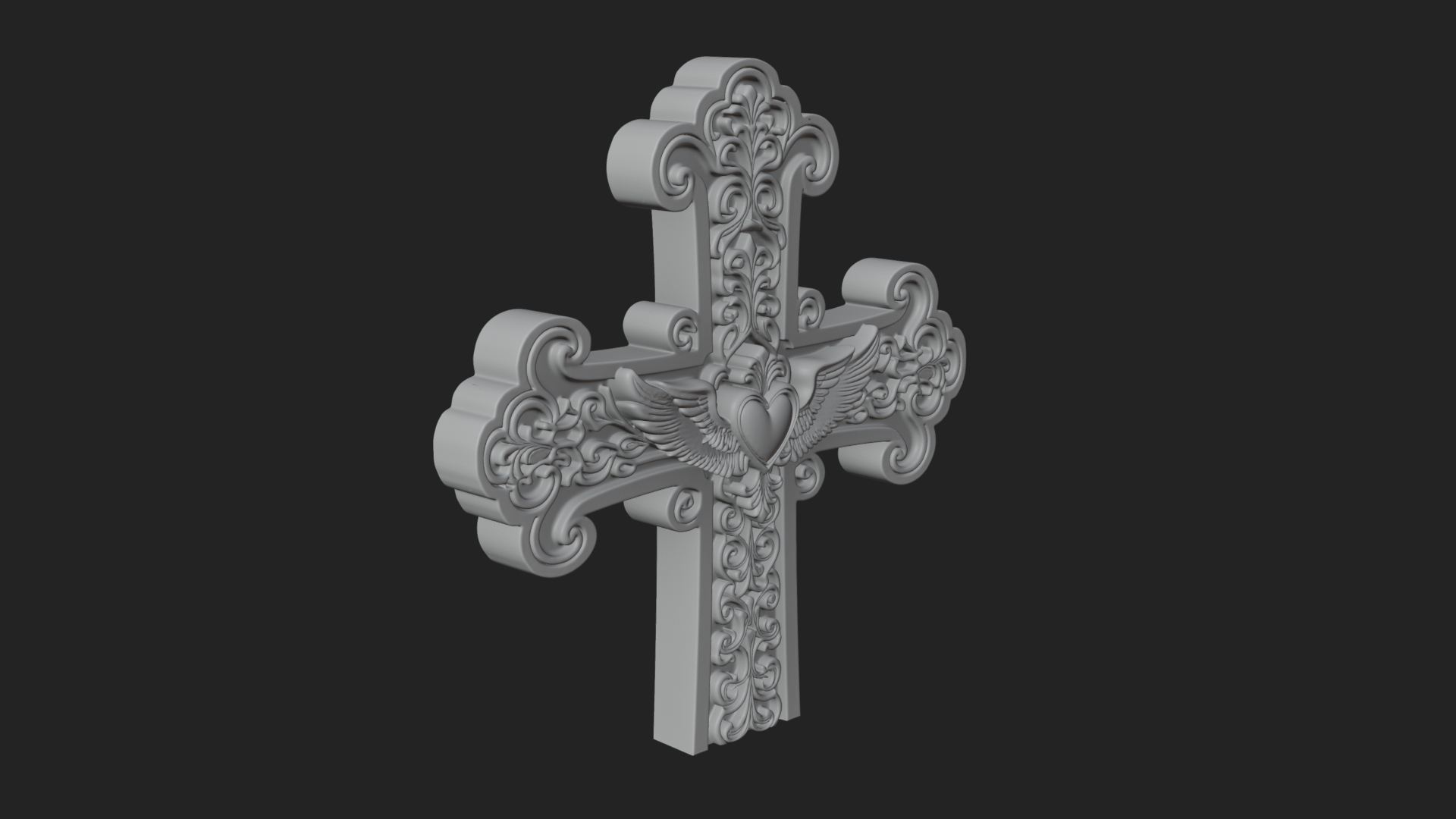 Carved Relief Wall Cross Design 2 3D Print Model 3D Model
