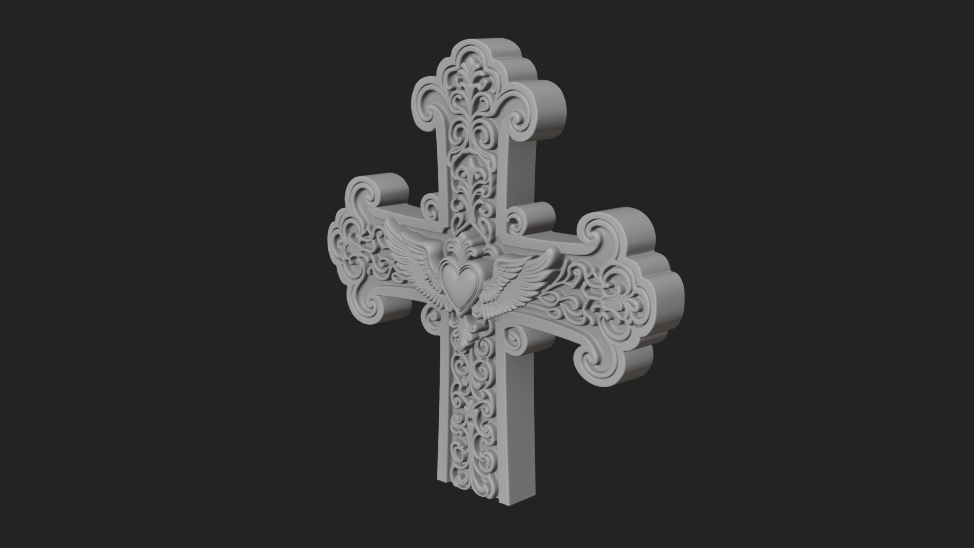 Carved Relief Wall Cross Design 2 3D Print Model 3D Model