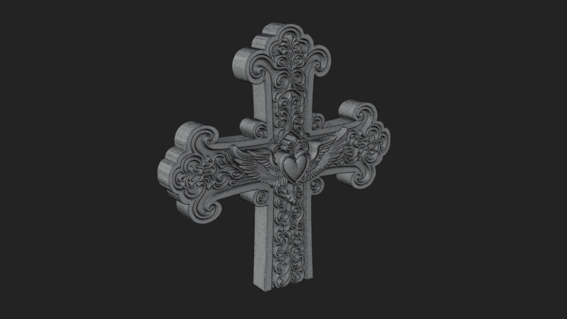 Carved Relief Wall Cross Design 2 3D Print Model 3D Model