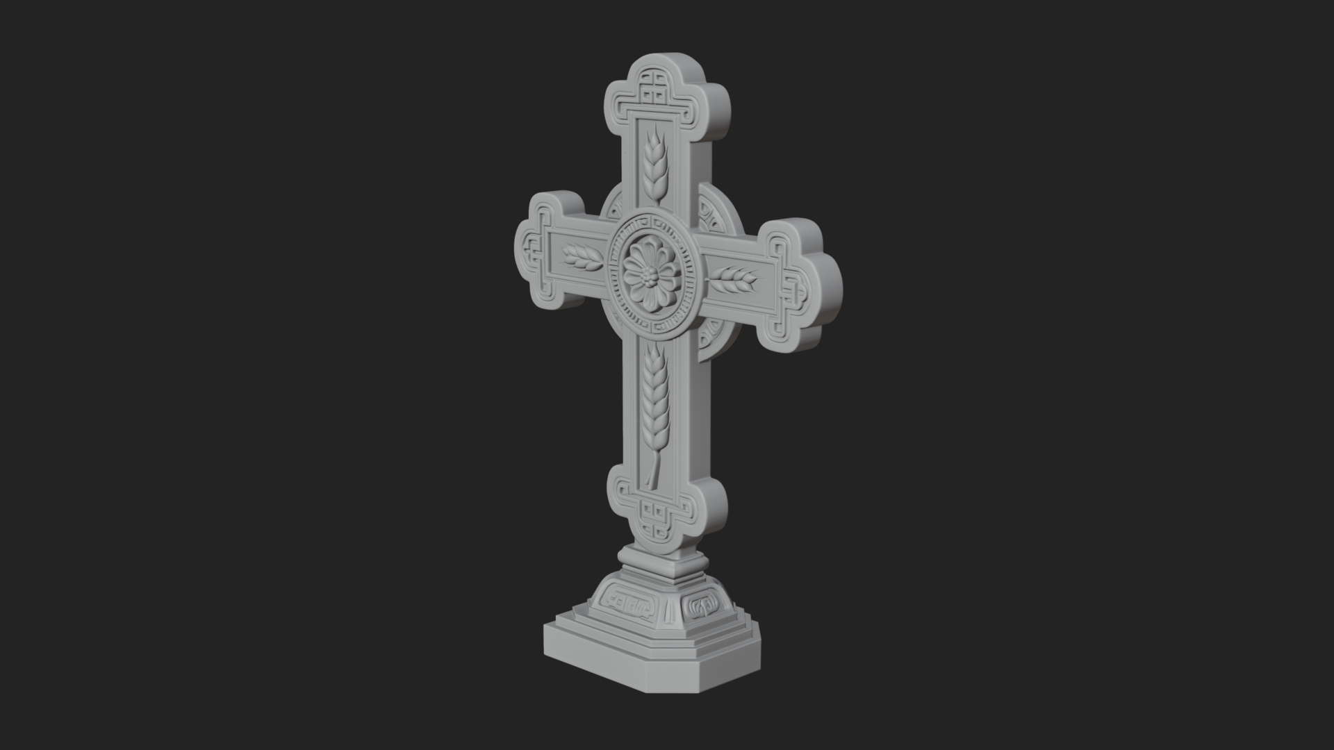 Carved Relief Wall Cross Design 20 3D Print Model 3D Model