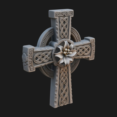 Carved Relief Wall Cross Design 200 3D Print Model