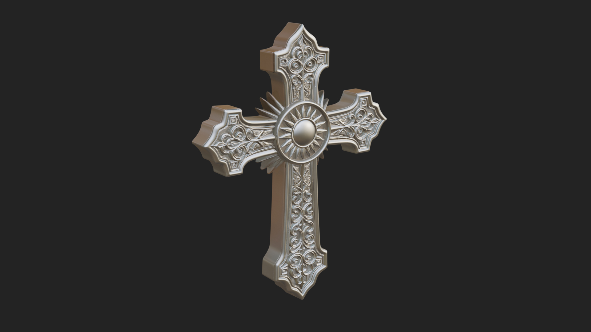 Carved Relief Wall Cross Design 201 3D Print Model 3D Model