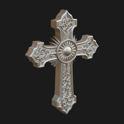 Carved Relief Wall Cross Design 201 3D Print Model