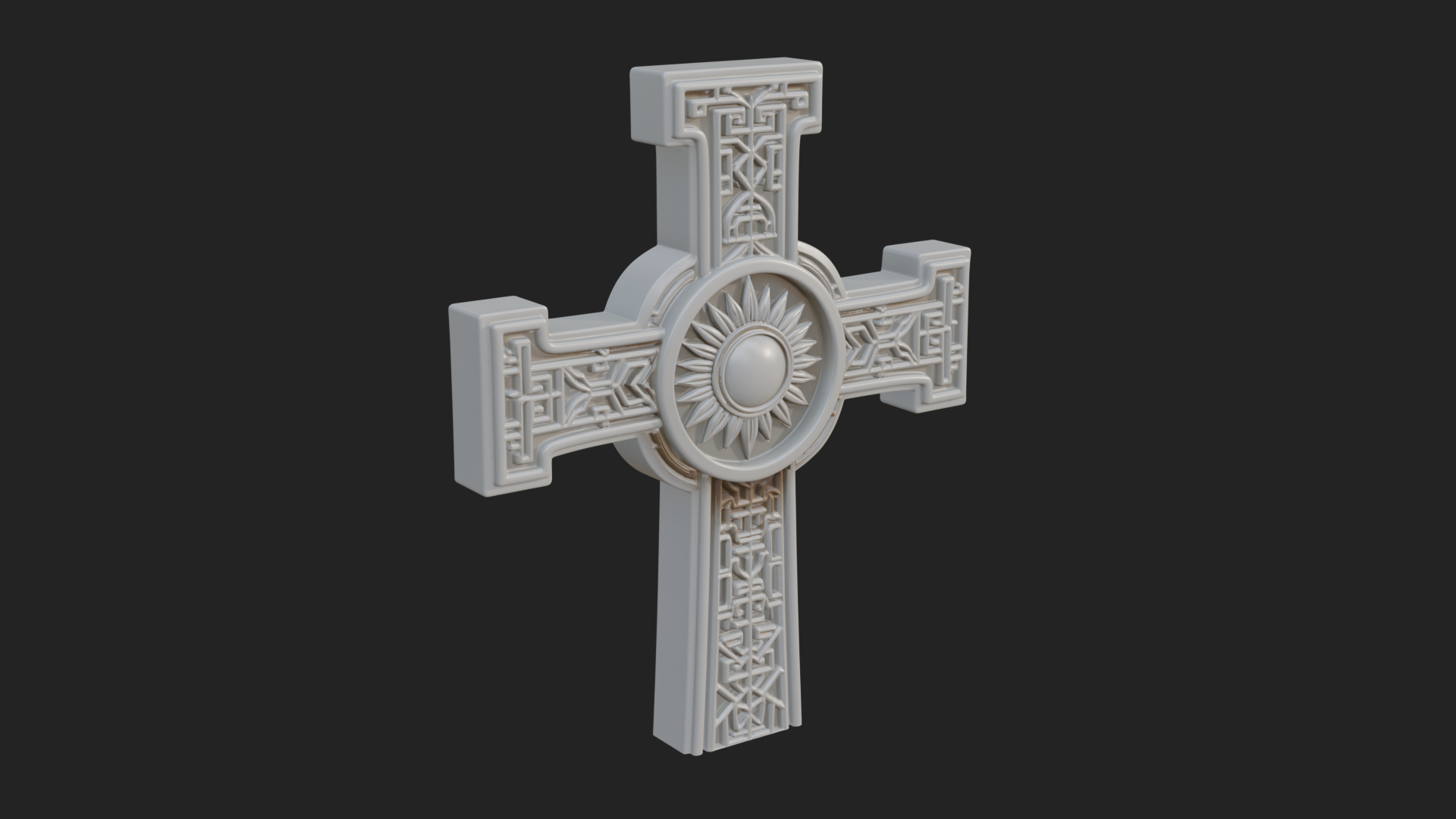 Carved Relief Wall Cross Design 202 3D Print Model 3D Model