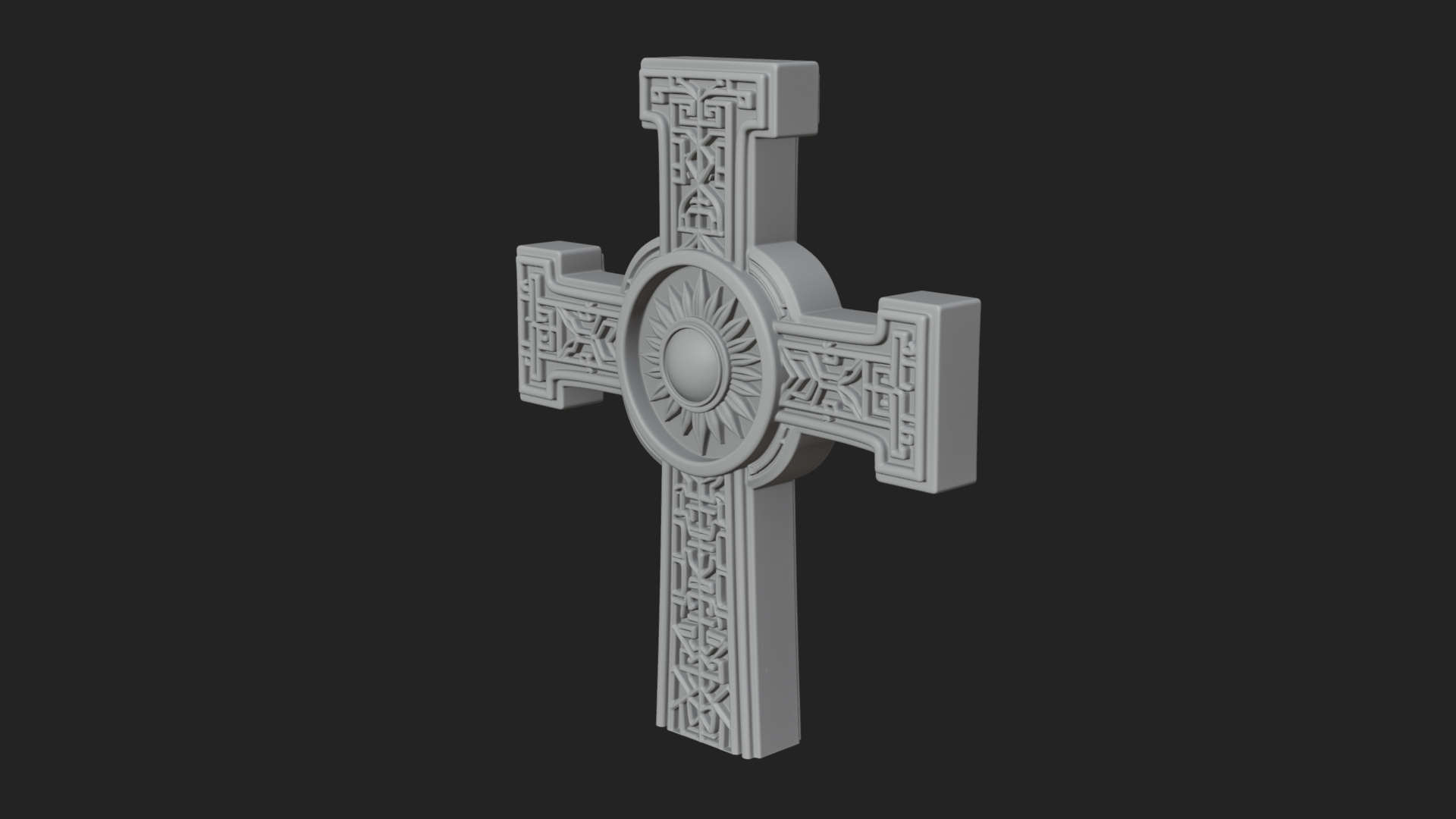 Carved Relief Wall Cross Design 202 3D Print Model 3D Model