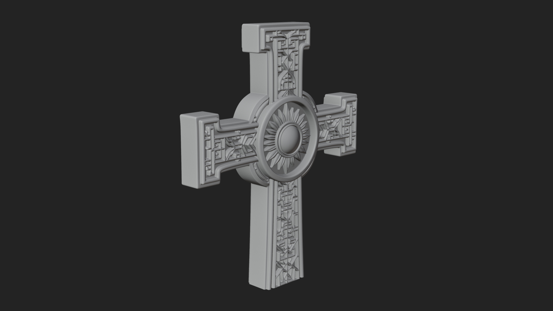 Carved Relief Wall Cross Design 202 3D Print Model 3D Model