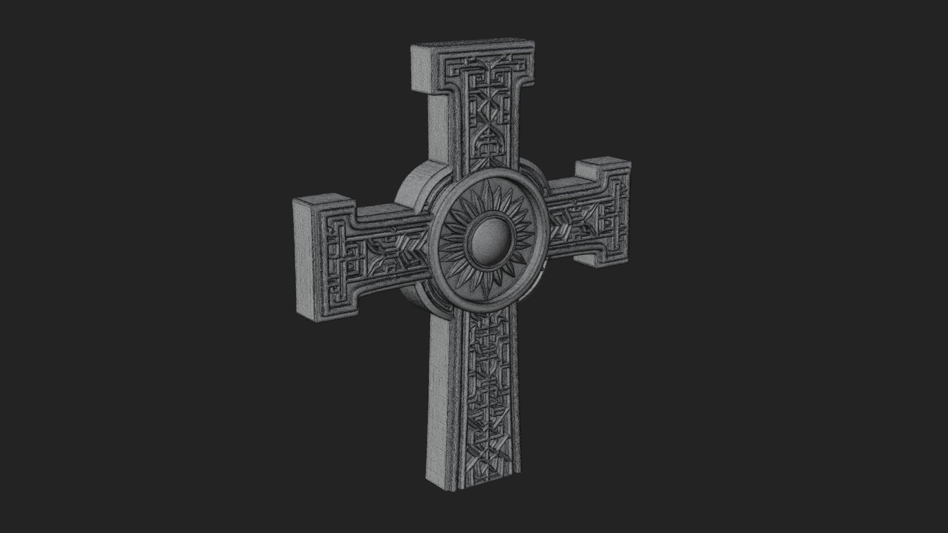 Carved Relief Wall Cross Design 202 3D Print Model 3D Model