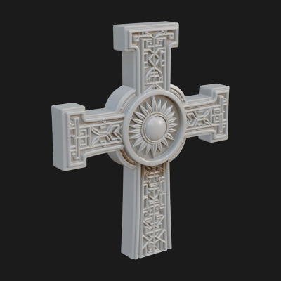 Carved Relief Wall Cross Design 202 3D Print Model