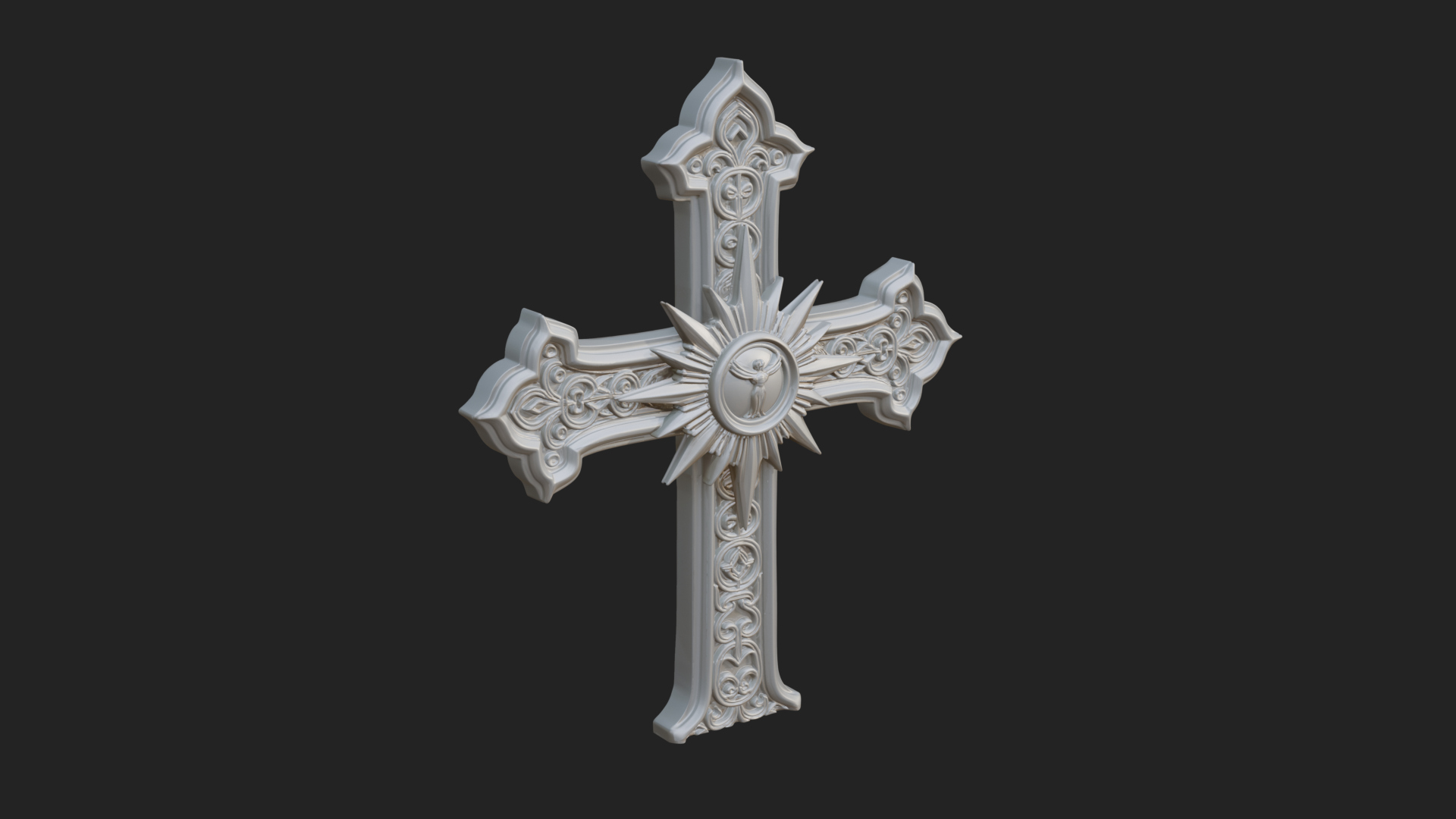 Carved Relief Wall Cross Design 204 3D Print Model 3D Model