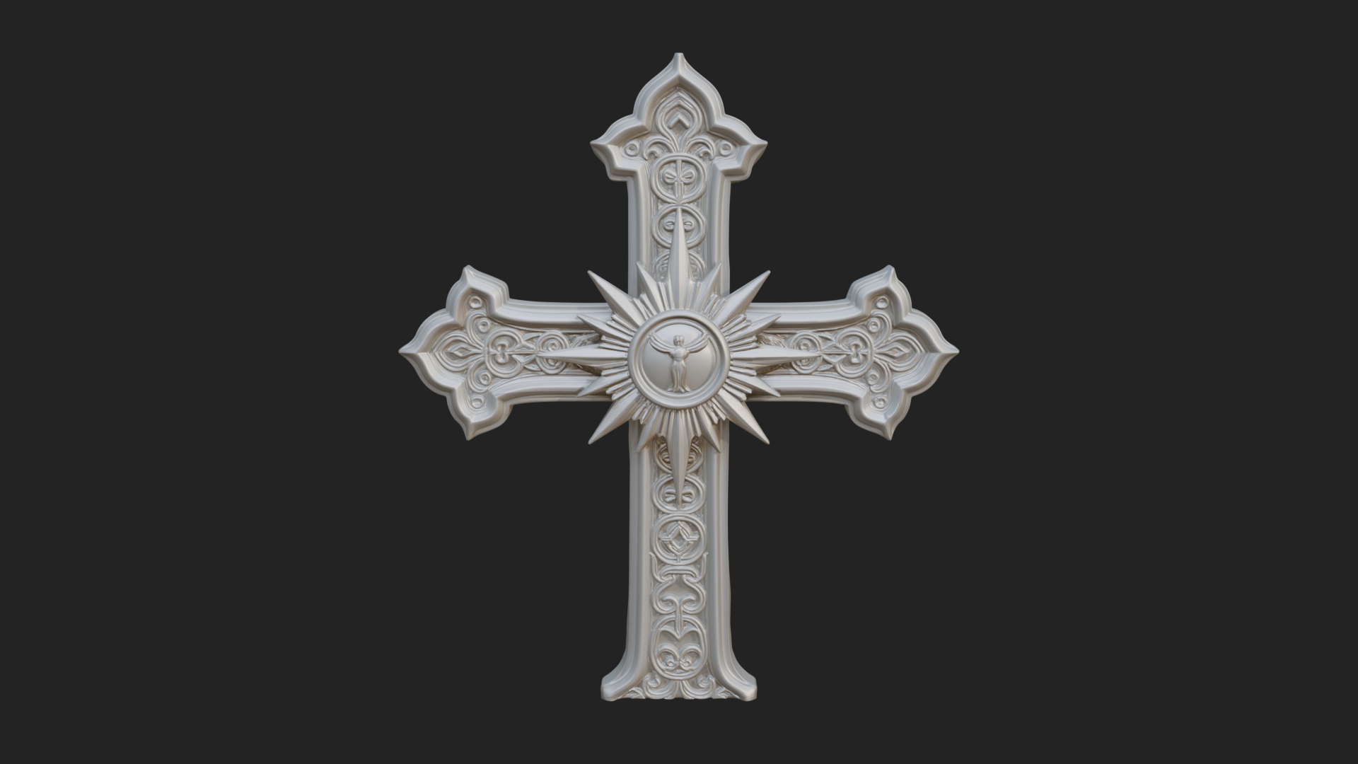 Carved Relief Wall Cross Design 204 3D Print Model 3D Model