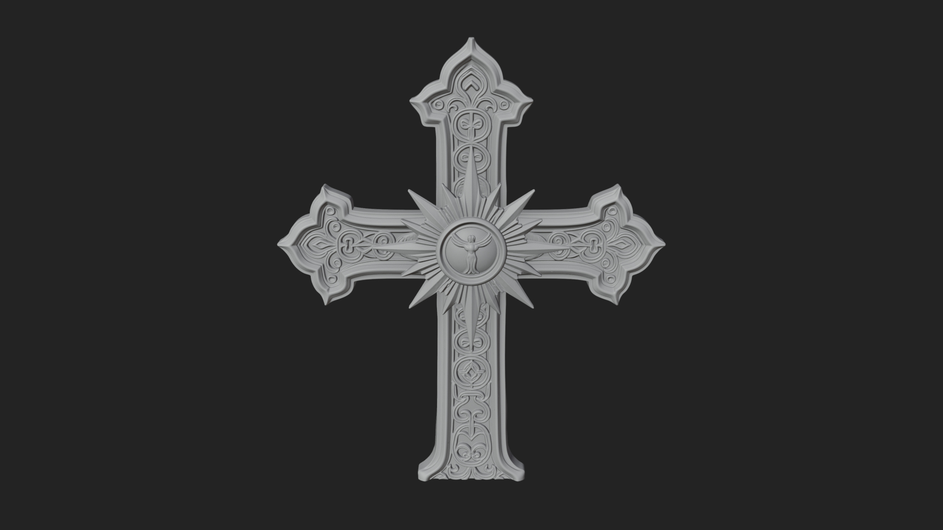 Carved Relief Wall Cross Design 204 3D Print Model 3D Model