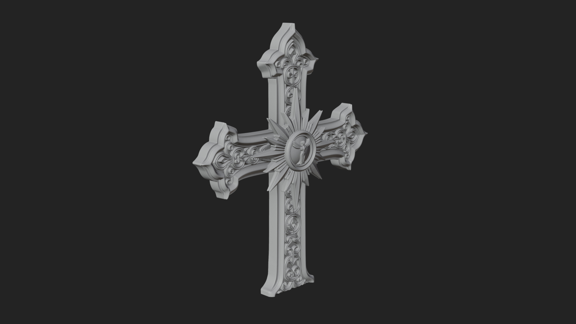 Carved Relief Wall Cross Design 204 3D Print Model 3D Model