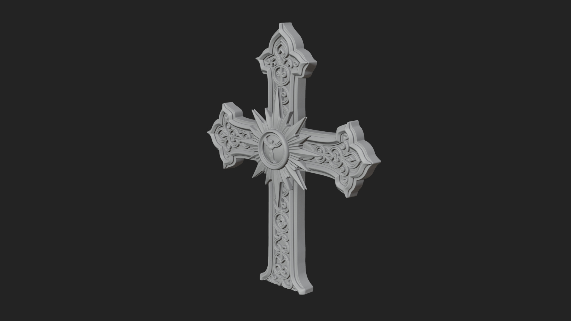 Carved Relief Wall Cross Design 204 3D Print Model 3D Model
