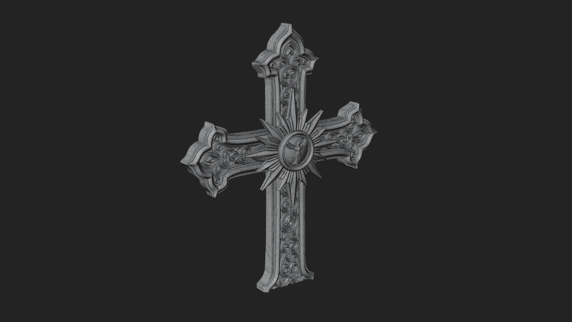 Carved Relief Wall Cross Design 204 3D Print Model 3D Model
