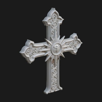 Carved Relief Wall Cross Design 204 3D Print Model
