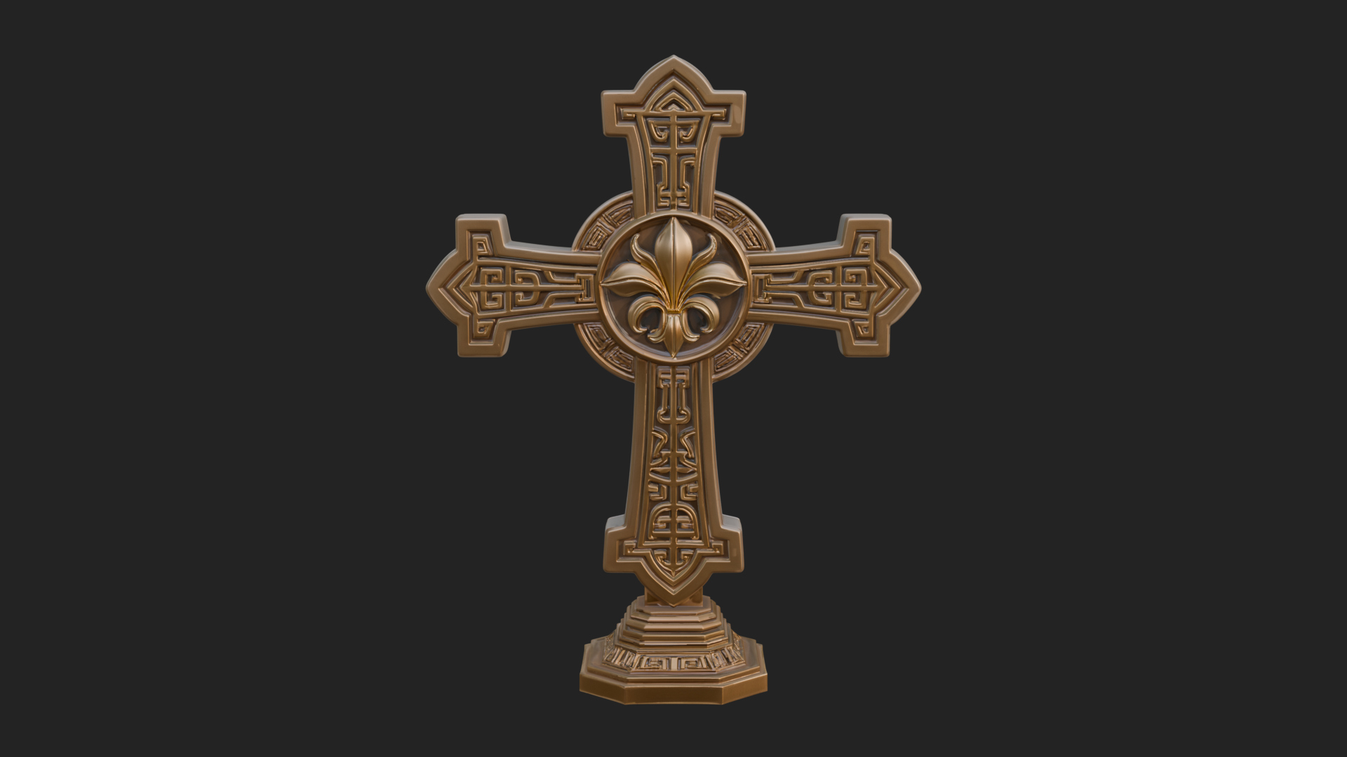 Carved Relief Wall Cross Design 205 3D Print Model 3D Model