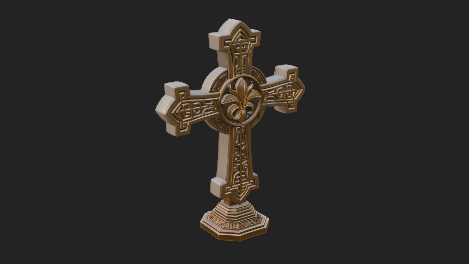 Carved Relief Wall Cross Design 205 3D Print Model 3D Model