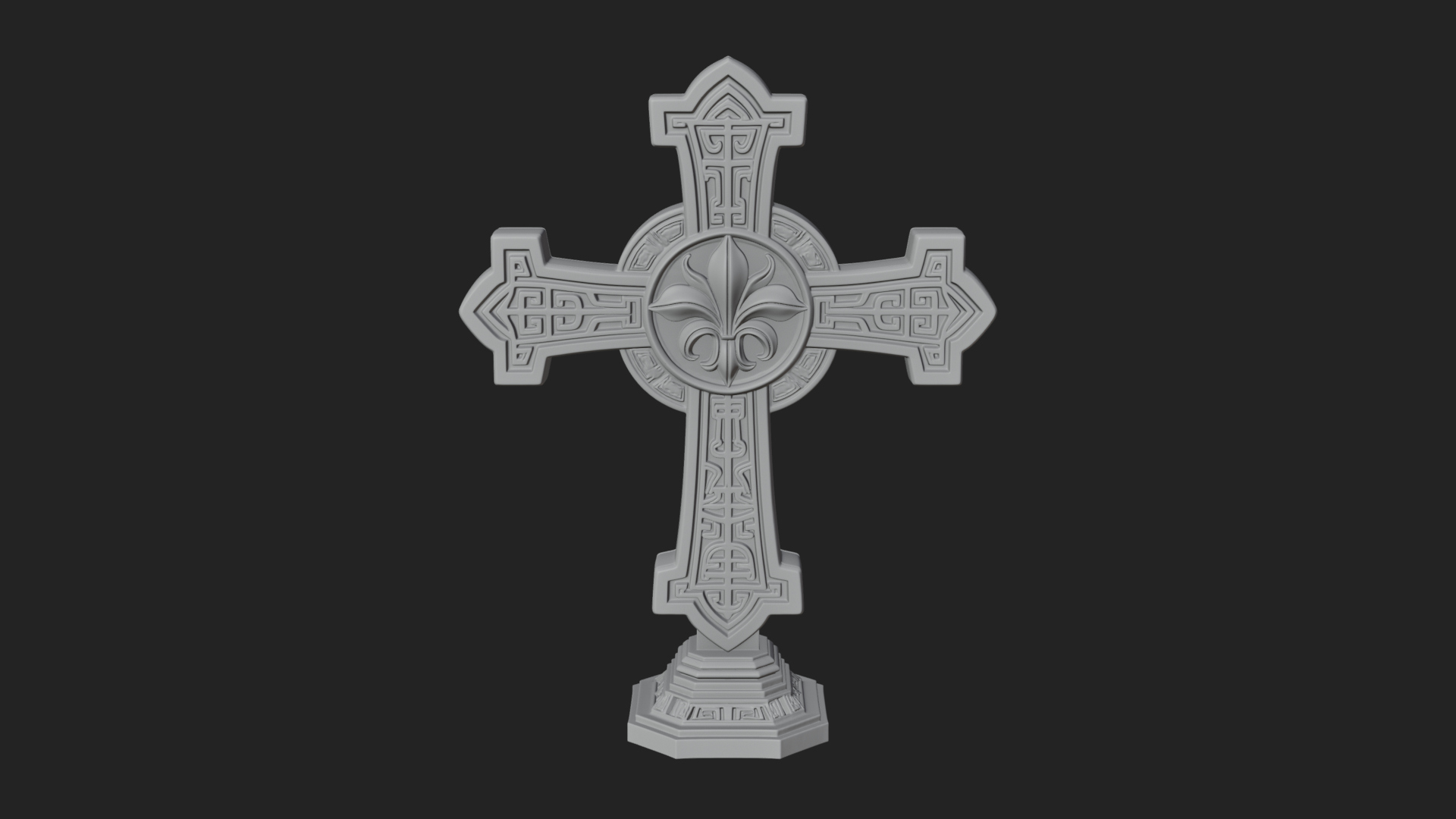 Carved Relief Wall Cross Design 205 3D Print Model 3D Model