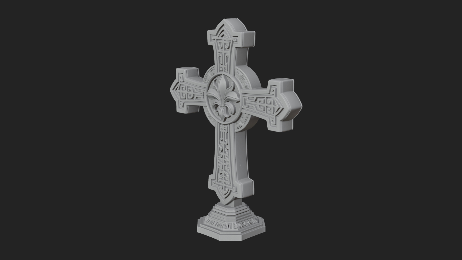 Carved Relief Wall Cross Design 205 3D Print Model 3D Model