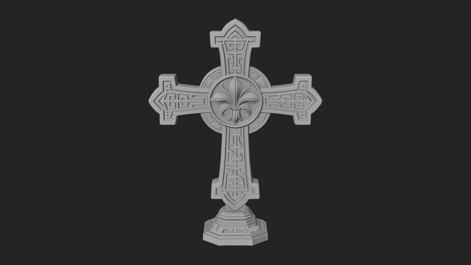 Carved Relief Wall Cross Design 205 3D Print Model 3D Model