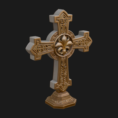 Carved Relief Wall Cross Design 205 3D Print Model