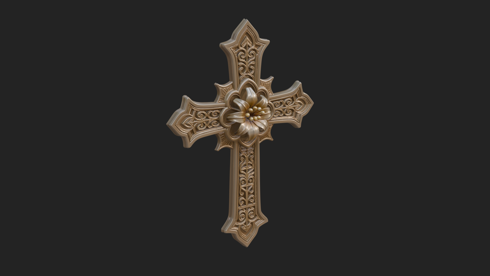 Carved Relief Wall Cross Design 206 3D Print Model 3D Model