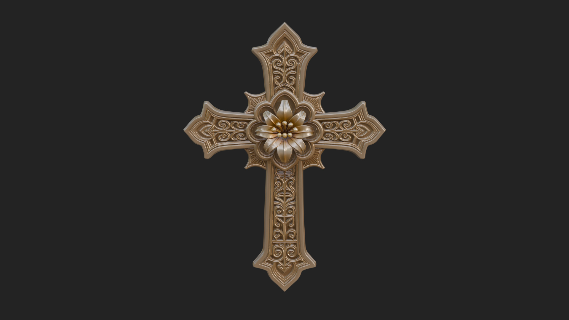 Carved Relief Wall Cross Design 206 3D Print Model 3D Model