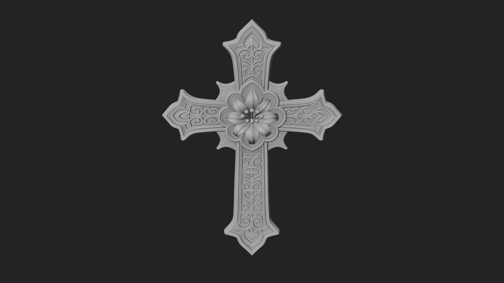 Carved Relief Wall Cross Design 206 3D Print Model 3D Model