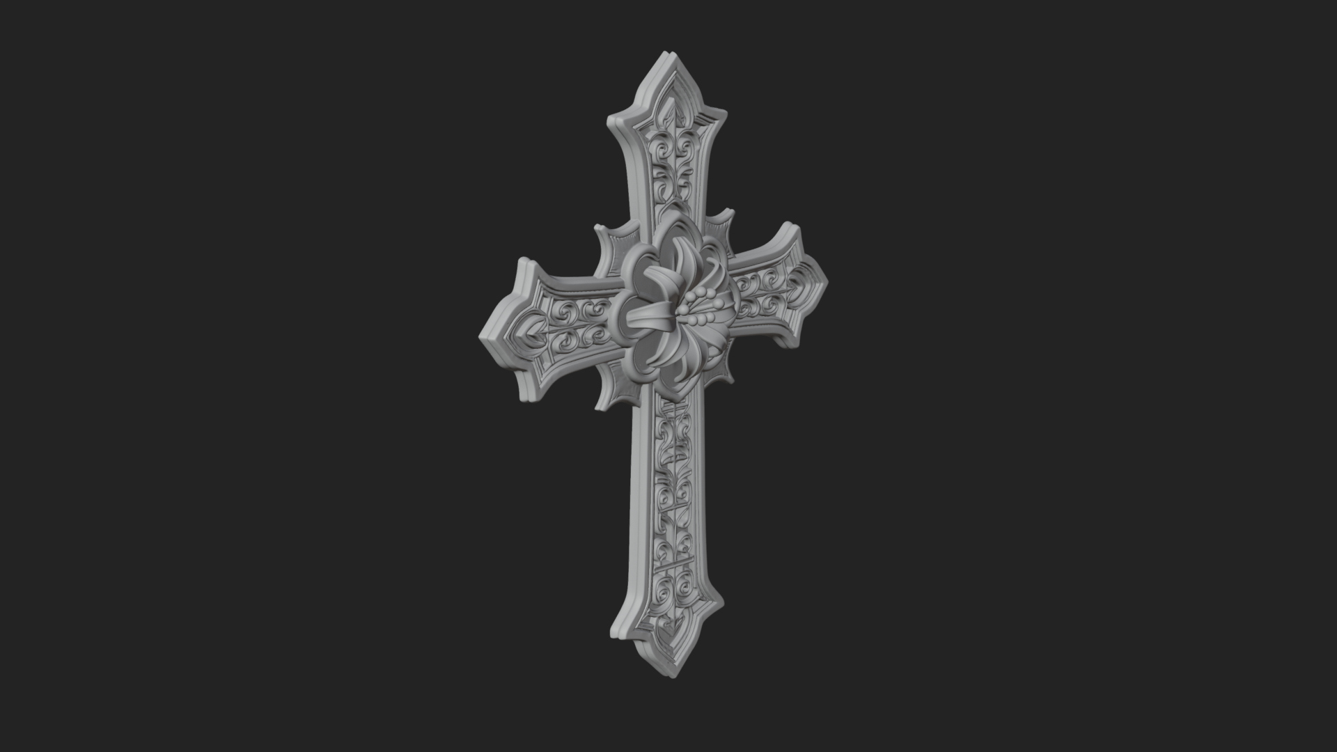 Carved Relief Wall Cross Design 206 3D Print Model 3D Model