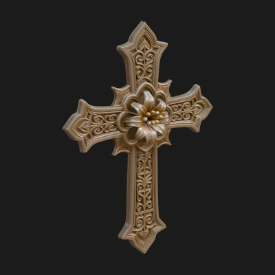 Carved Relief Wall Cross Design 206 3D Print Model