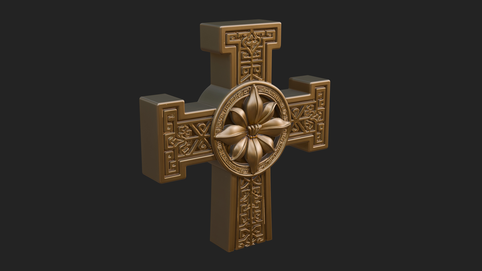 Carved Relief Wall Cross Design 207 3D Print Model 3D Model