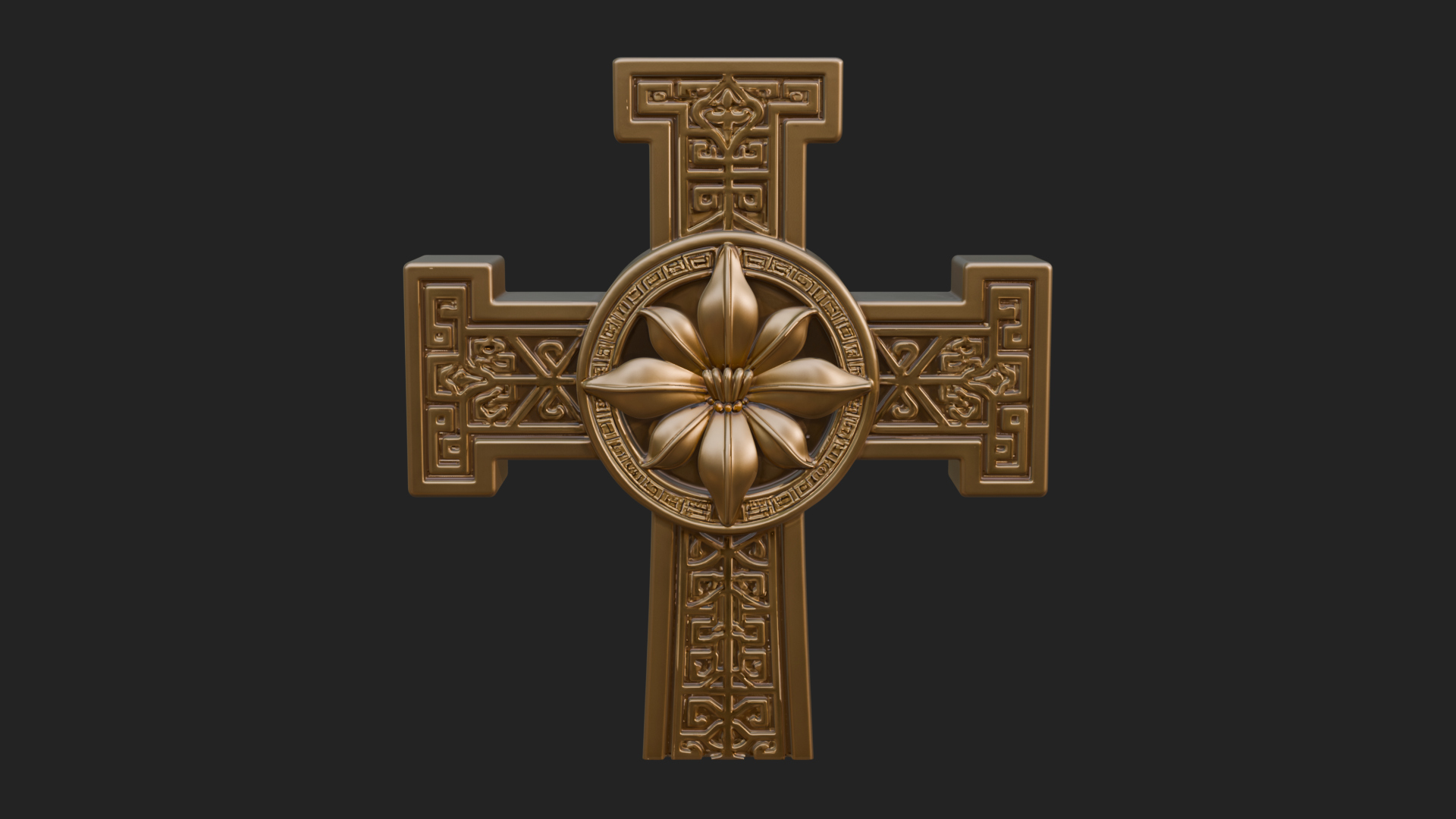 Carved Relief Wall Cross Design 207 3D Print Model 3D Model