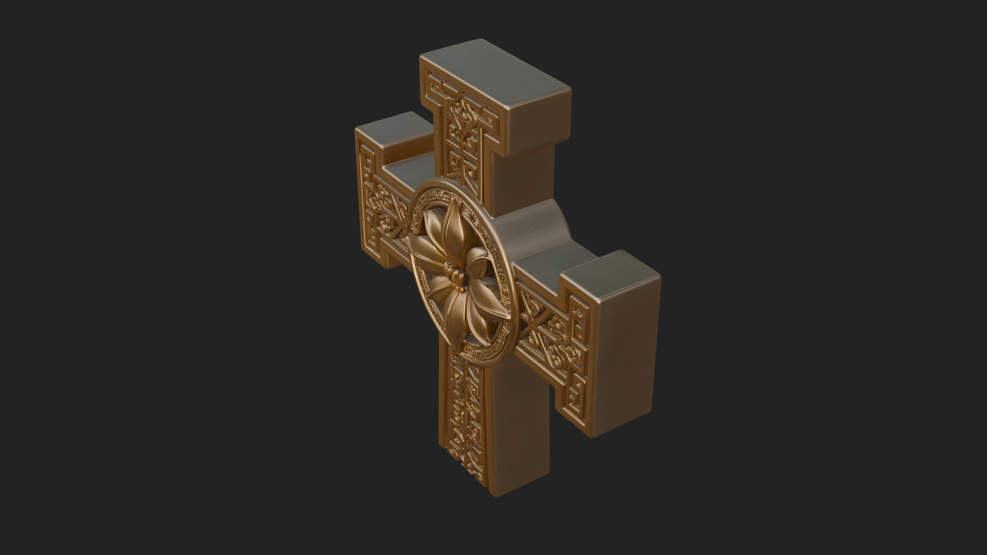 Carved Relief Wall Cross Design 207 3D Print Model 3D Model