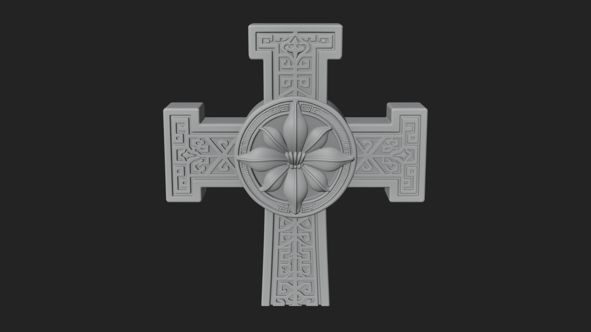 Carved Relief Wall Cross Design 207 3D Print Model 3D Model