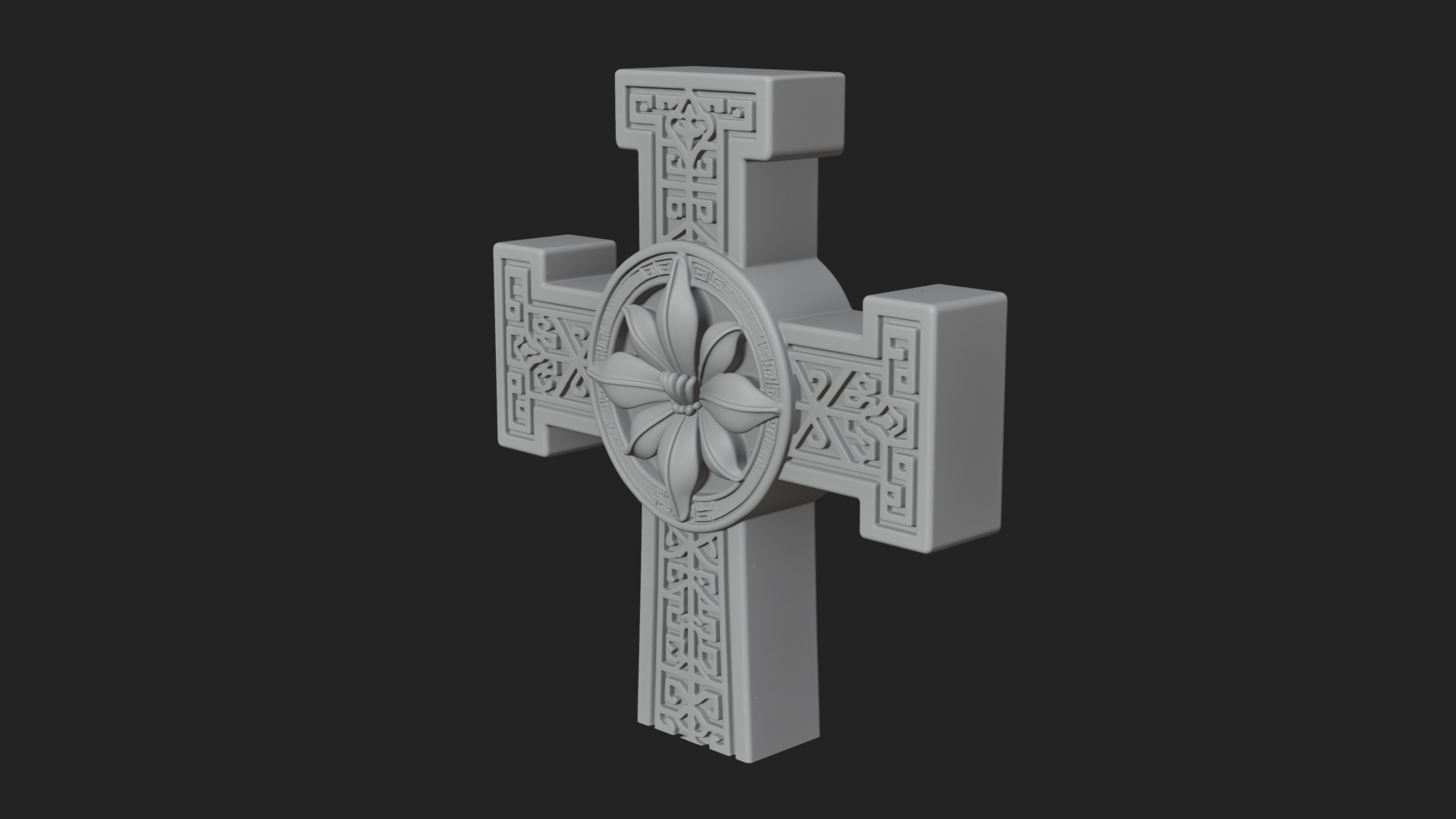 Carved Relief Wall Cross Design 207 3D Print Model 3D Model
