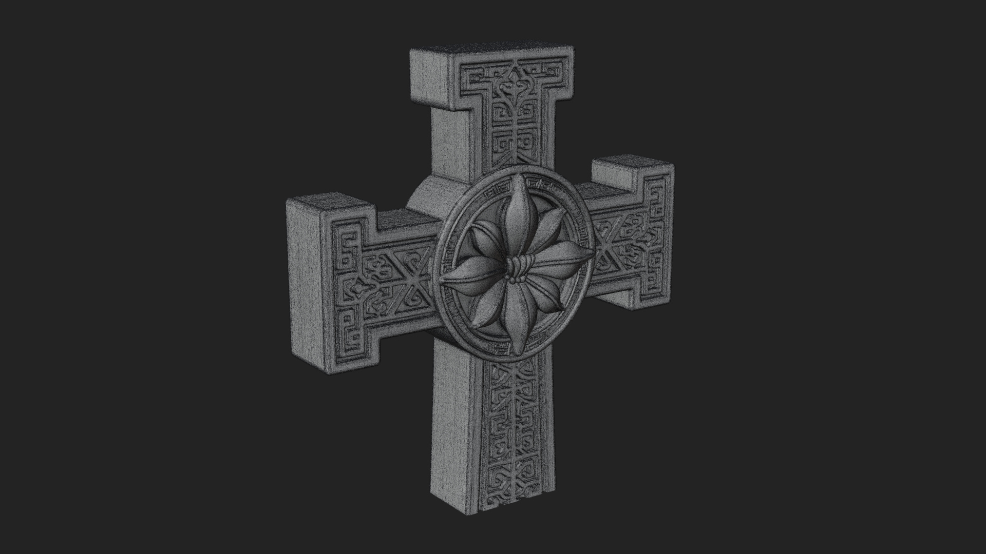 Carved Relief Wall Cross Design 207 3D Print Model 3D Model