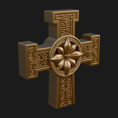 Carved Relief Wall Cross Design 207 3D Print Model