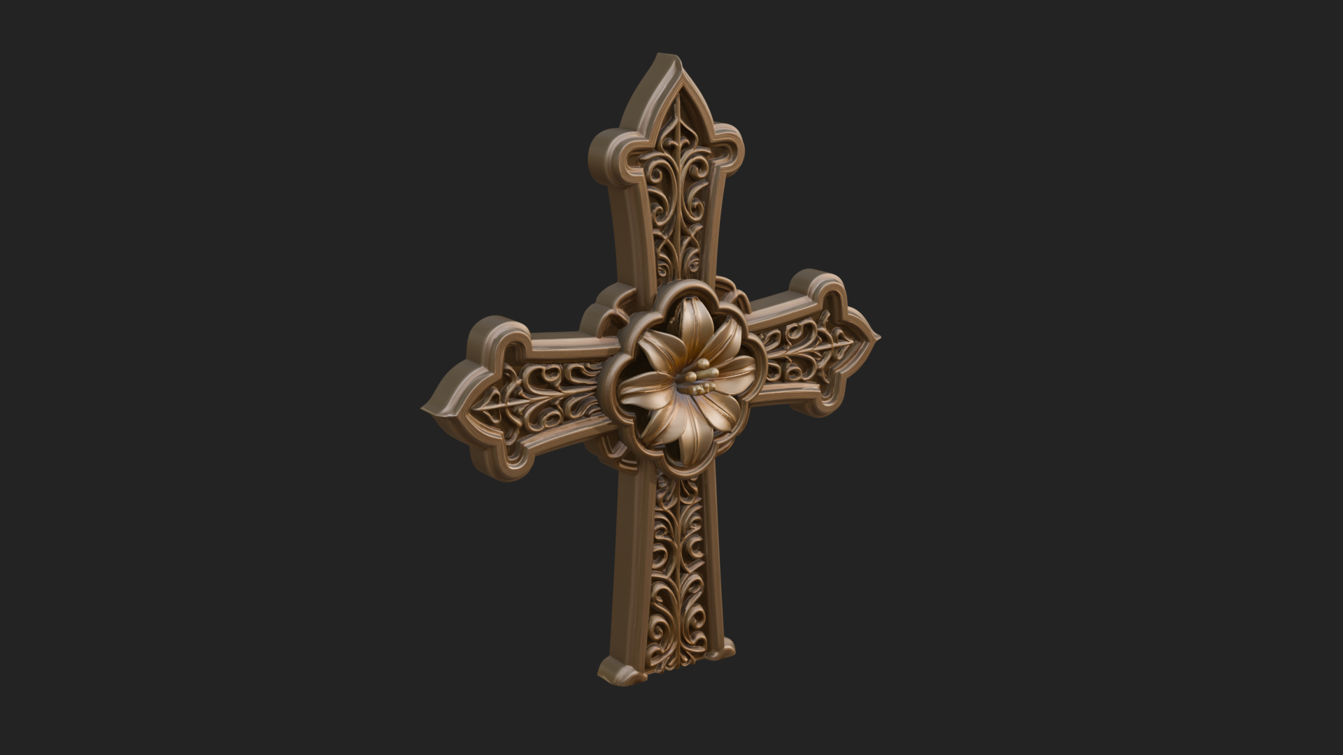 Carved Relief Wall Cross Design 208 3D Print Model 3D Model