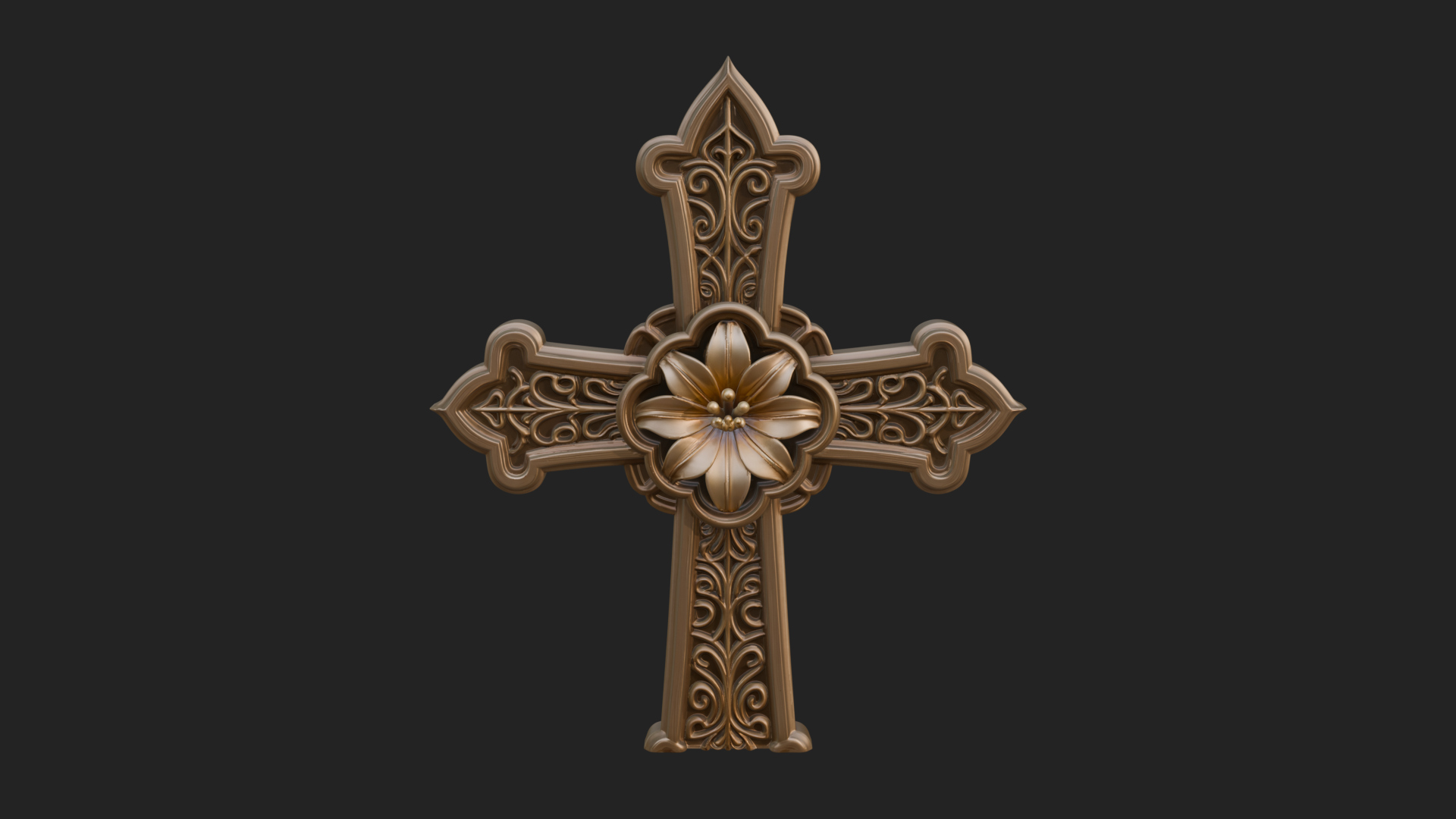 Carved Relief Wall Cross Design 208 3D Print Model 3D Model