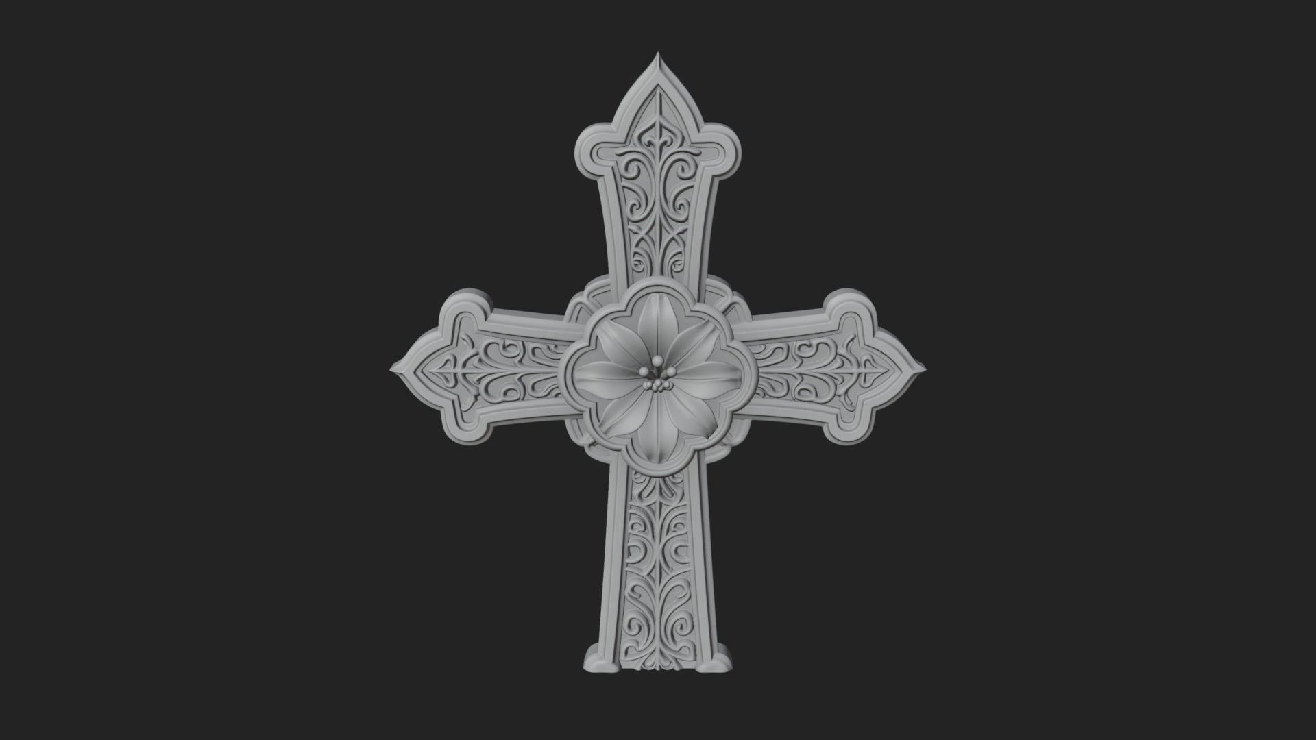 Carved Relief Wall Cross Design 208 3D Print Model 3D Model