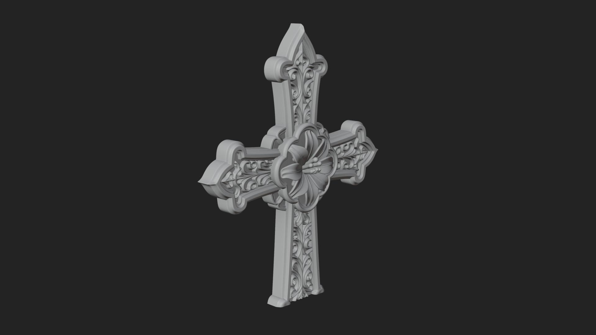 Carved Relief Wall Cross Design 208 3D Print Model 3D Model