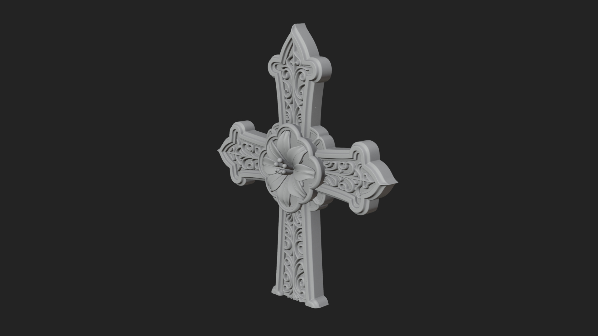 Carved Relief Wall Cross Design 208 3D Print Model 3D Model